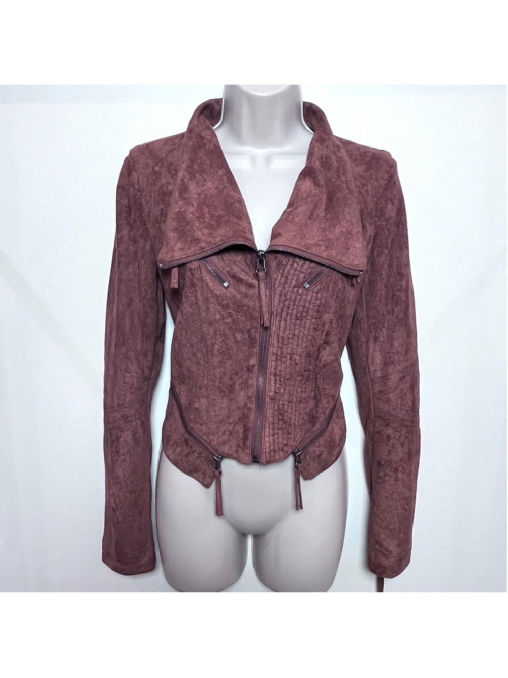 Lulu's Faux Suede Jacket Moto Western Cowgirl Southwestern Boho Small